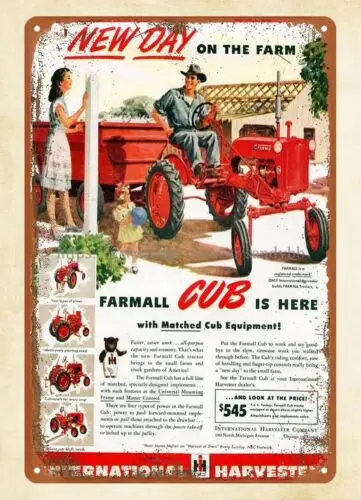 door plaques 1947 International Harvester Farmall cub tractor metal tin sign