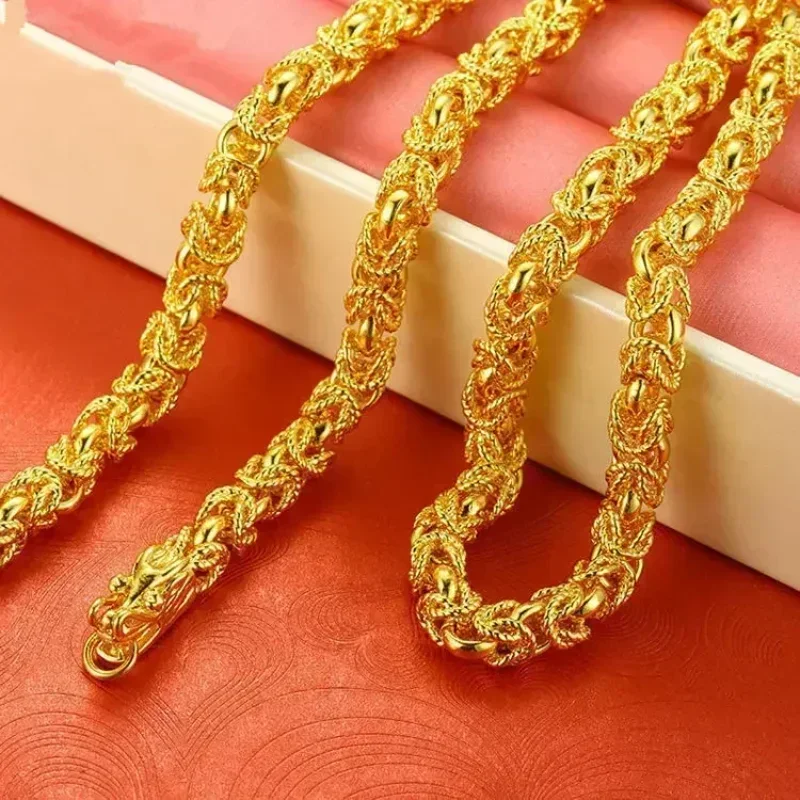 Eldorado Gold  Gold 999 real gold necklace round bead boss chain 18K domineering fashion jewelry gift for men and women of good
