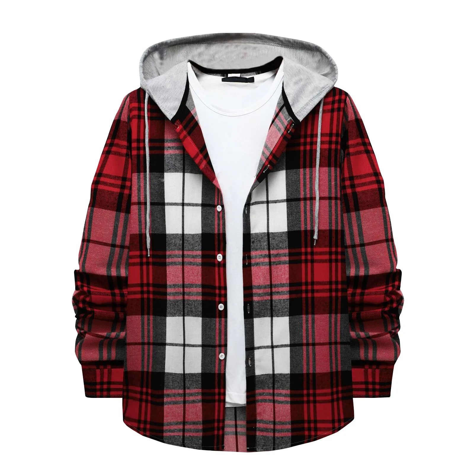 

Men'S Plaid Shirt Hooded Button Sweatshirt Men'S Casual Fashion Sweatshirt куртка мужская зимняя Jaqueta Masculina Casacos 2023