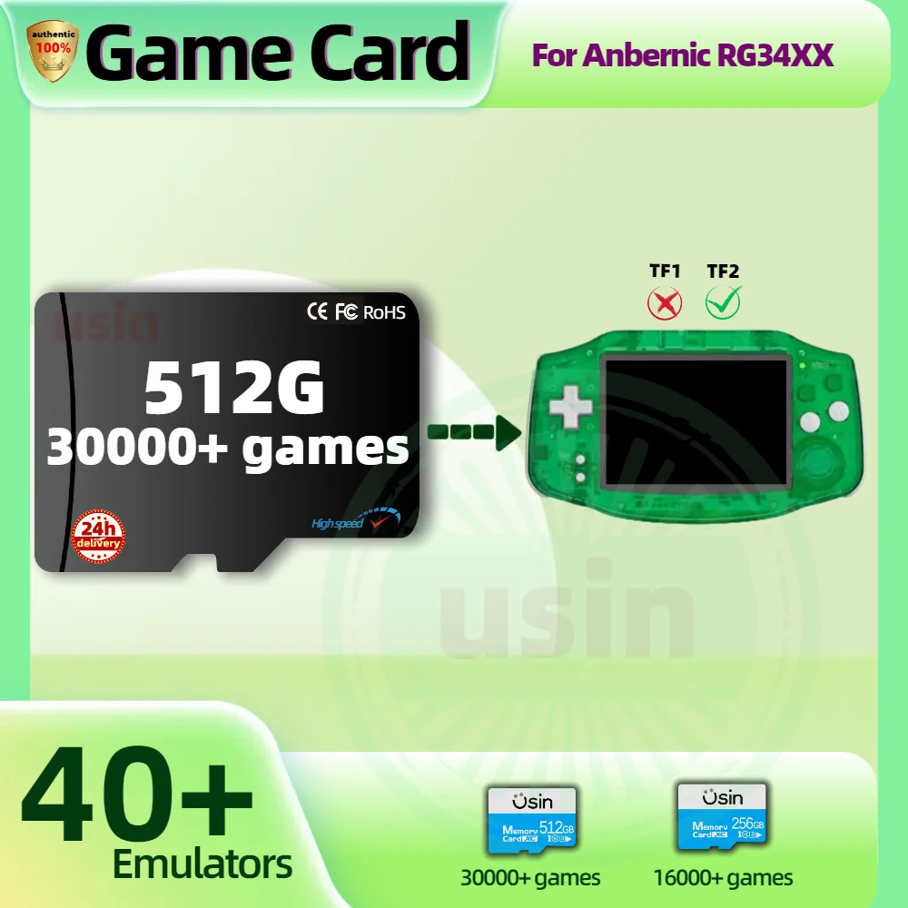 Game Card For Anbernic RG34XX RG 34XX TF Plug&play Retro Classic Games PSP PS1 Memory Handheld Gaming SD Card H-Speed 512G 256G