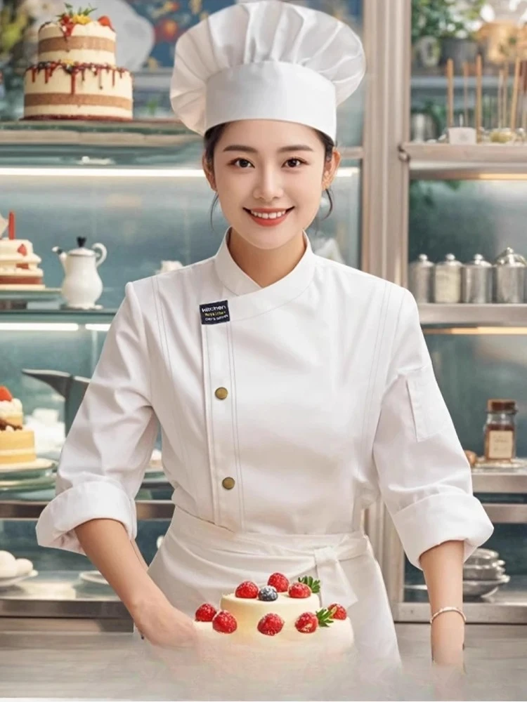 Serviço de alimentos uniforme do chef cozinha cozinhar traje restaurante cozinhar jaquetas padaria café garçonete roupas de trabalho manga longa