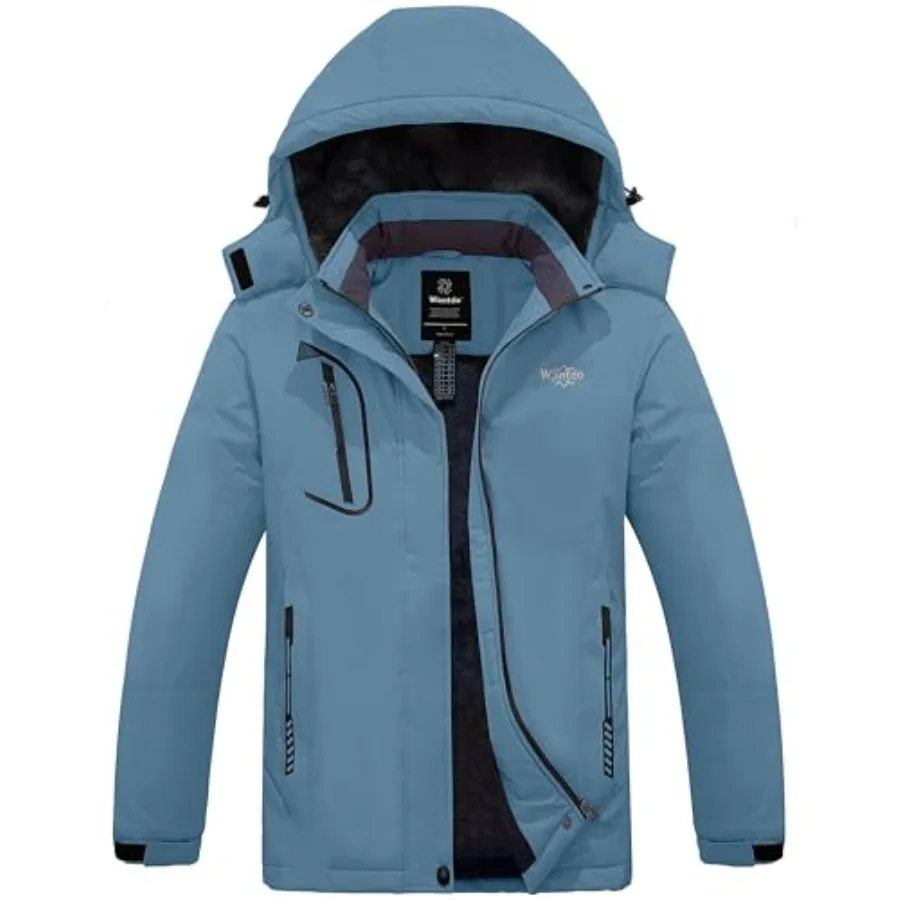 wantdo Women's Mountain Waterproof Ski Jacket Windproof Rain Jacket Winter Warm Hooded Coat