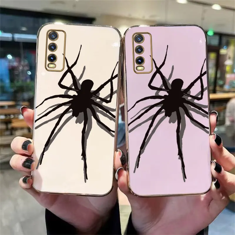 Y20 Big Spider Plating Phone Case For VIVO Y91 Y91i Y85 Y76 Y52S Y50 Y35 Y31S Y30 Y22 Y21 Y19 Y17 Y16 Cover