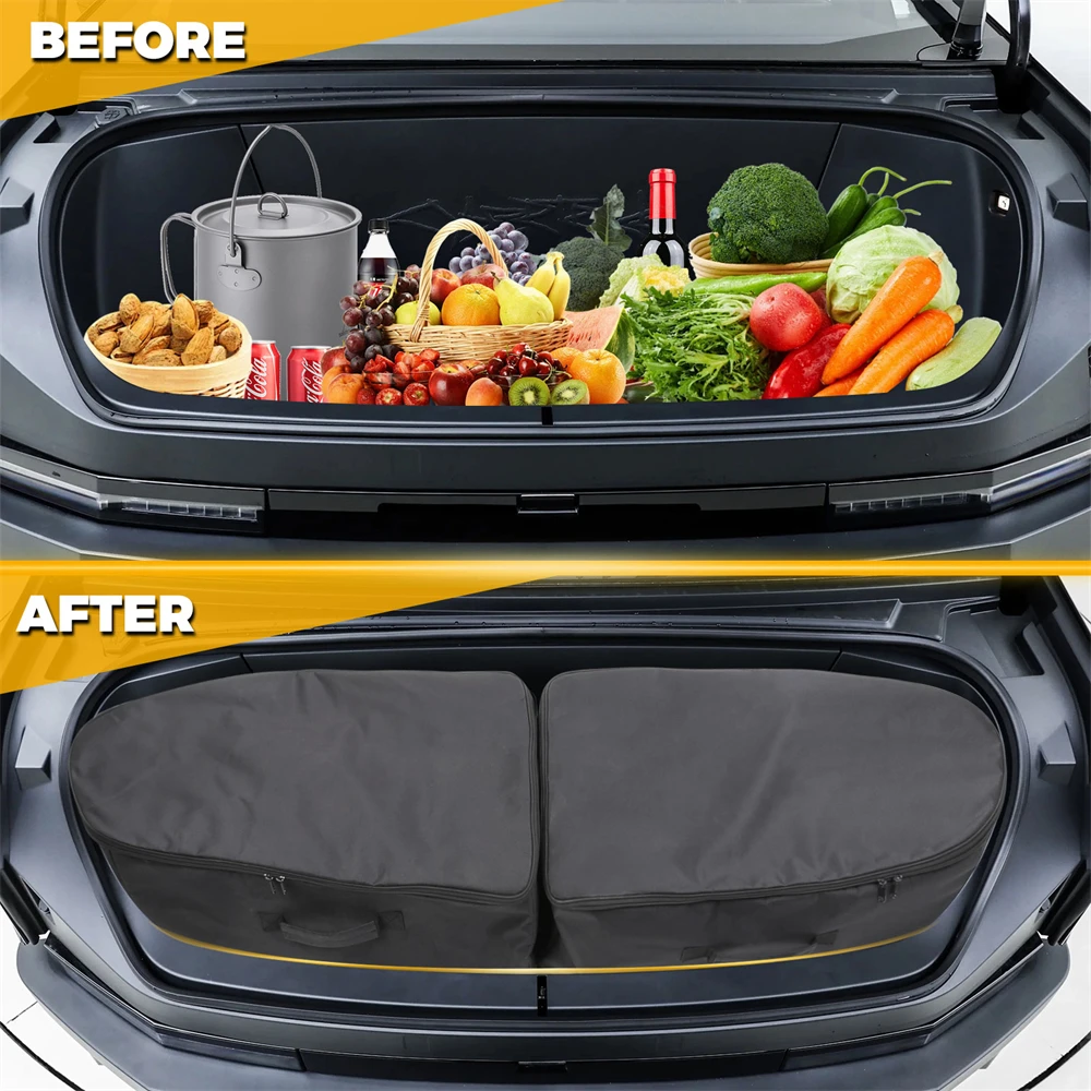 2pcs Front Trunk Oxford Insulation Cooler Storage Bag for Tesla Cybertruck 2024 Waterproof Organizer Stowing Tidying Accessories