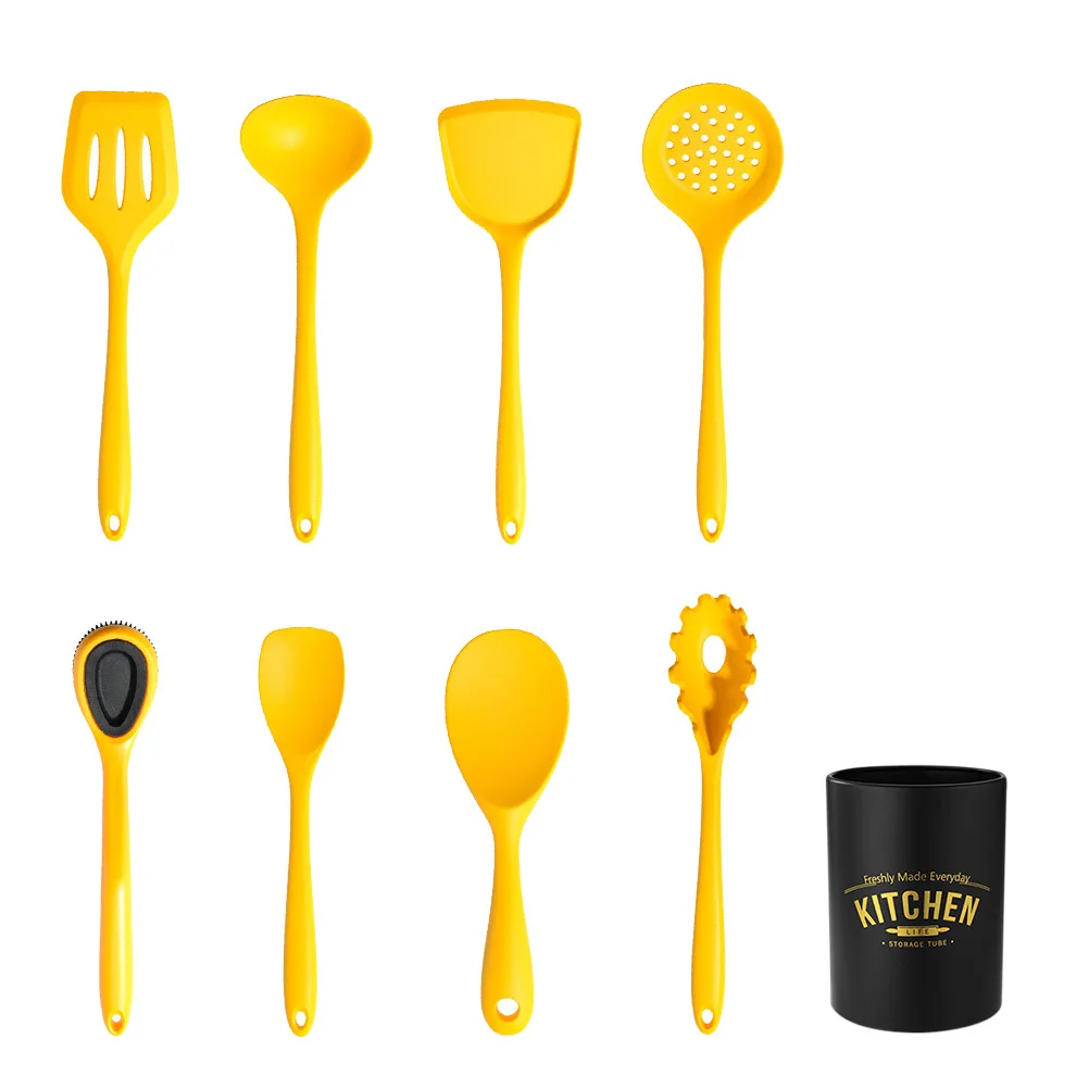 

1Set High-Quality Silicone Kitchenware Set Household Cooking Tools Yellow Practical Multi-Function Easy to Store