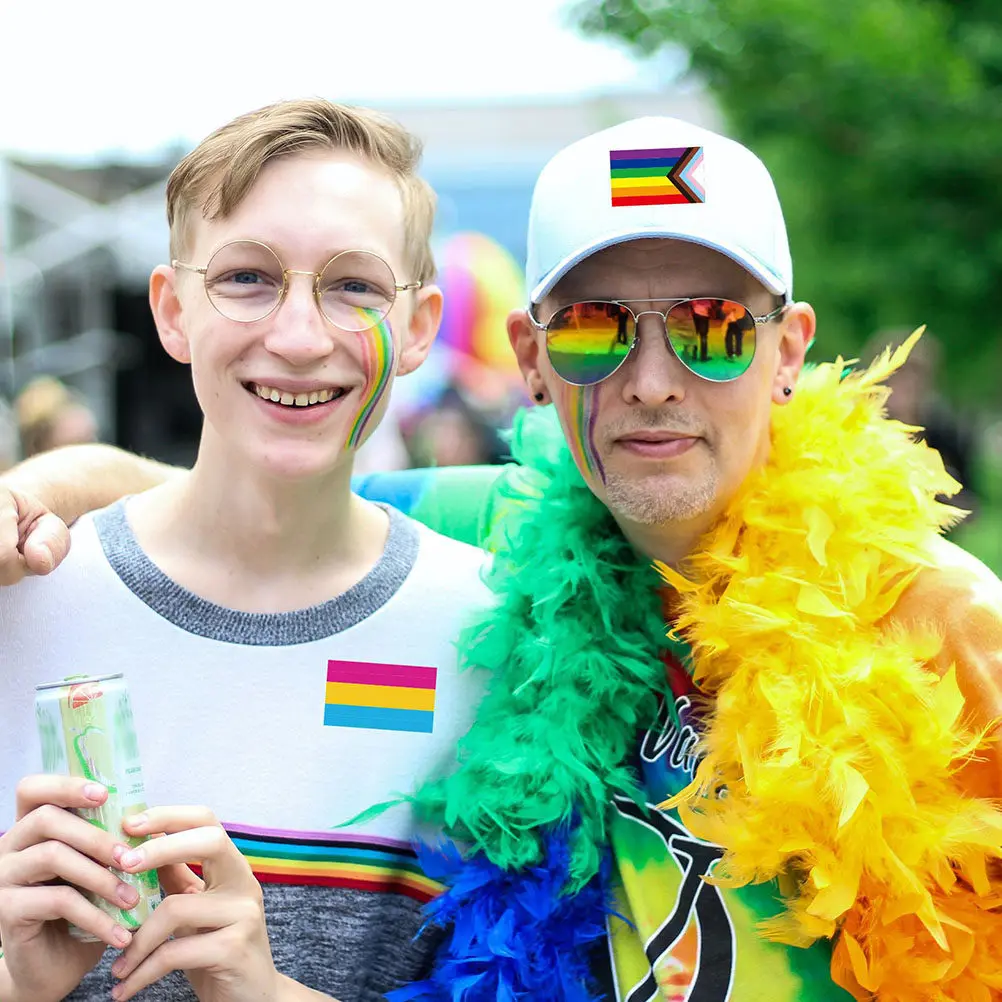 

2 Rolls Rainbow Stickers Pride Stickers Bulk Love Heart Flag Decals Waterproof Easy Peel Stick for Neck Wrist Forearm Lower Back