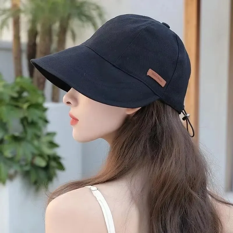 New Women's Foldable Sunhat Summer Outdoor Beach Fisherman Hat Sunscreen Protection Cap Adjustable Cotton Wide Brim Bucket Caps