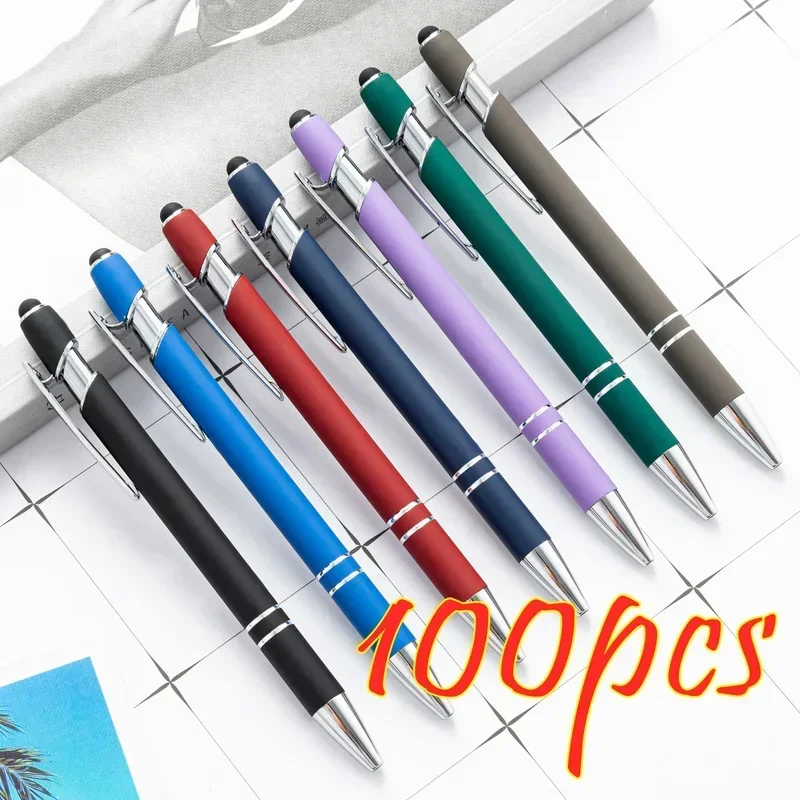 100pcs Metal Ballpoint Pen Touch Screen Pen Office School Advertising Pen Custom Logo Text Engraving Laser Engraving Custom Pen