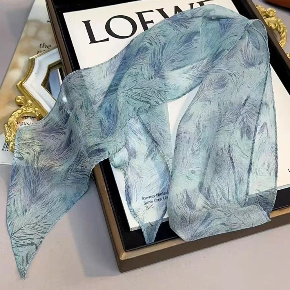 1 Stück Hochwertiger Ganzjahres-Leichtgewicht-Langer Seidenschal Elegante Halstuch für Schmale Kragen Vielseitiges Damen-Modeaccessoire – Detail 4