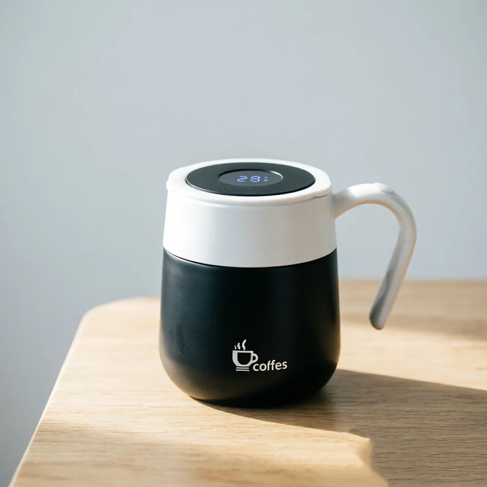 Smart Travel Coffee Mug Insulated 304 Stainless Steel with LED Temperature Display Thermal Mug for Hot And Cold Drinks with Hand