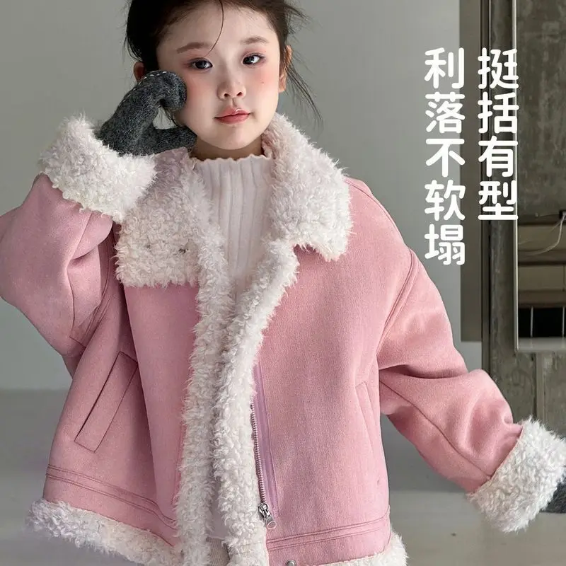 2026 New Winter Baby Girls Fleece Jacket  Clothes Toddler Girls Thicken Warm Coat Cool Fashion Outerwear 3-8Y