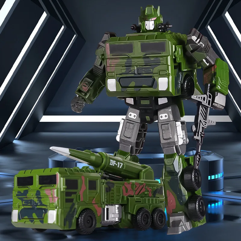 

New anime alloy version of children's toy transformation robot, fire warrior transformation car robot, figurine and ornament