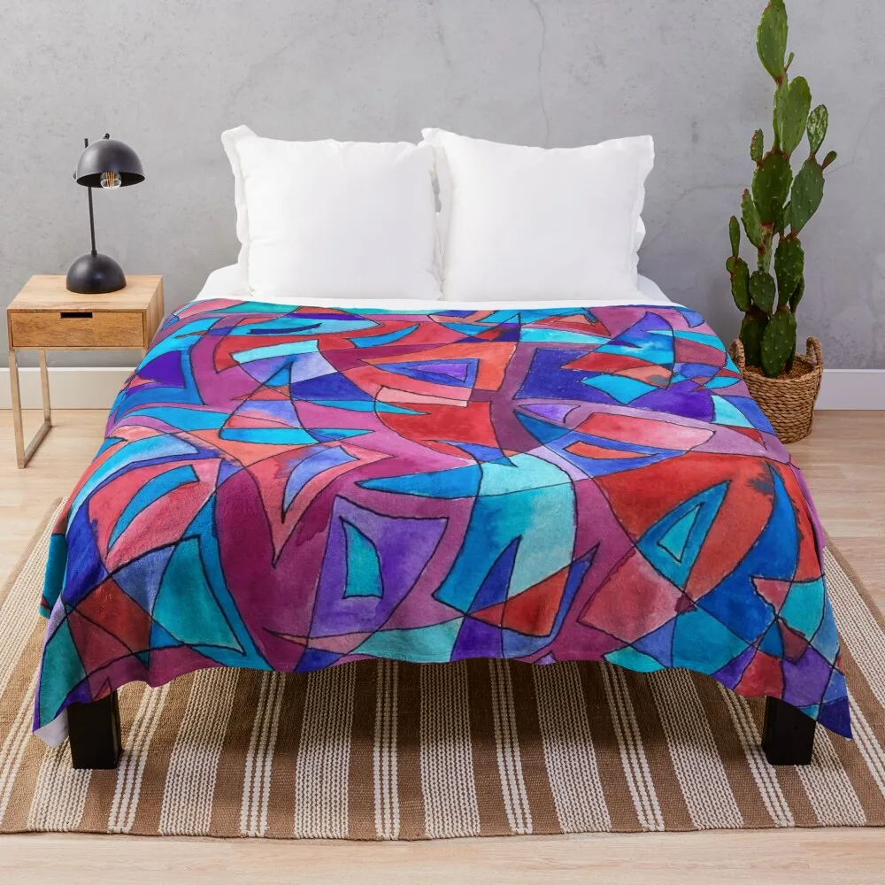 Watercolour Geometric Triangle Pattern Throw Blanket Retros heavy to sleep Quilt Blankets