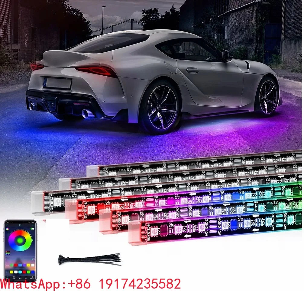 

LED Underbody Lights Remote APP Control Car Led Neon Light RGB Decorative Atmosphere Lamp Car Underglow Light Flexible Strip
