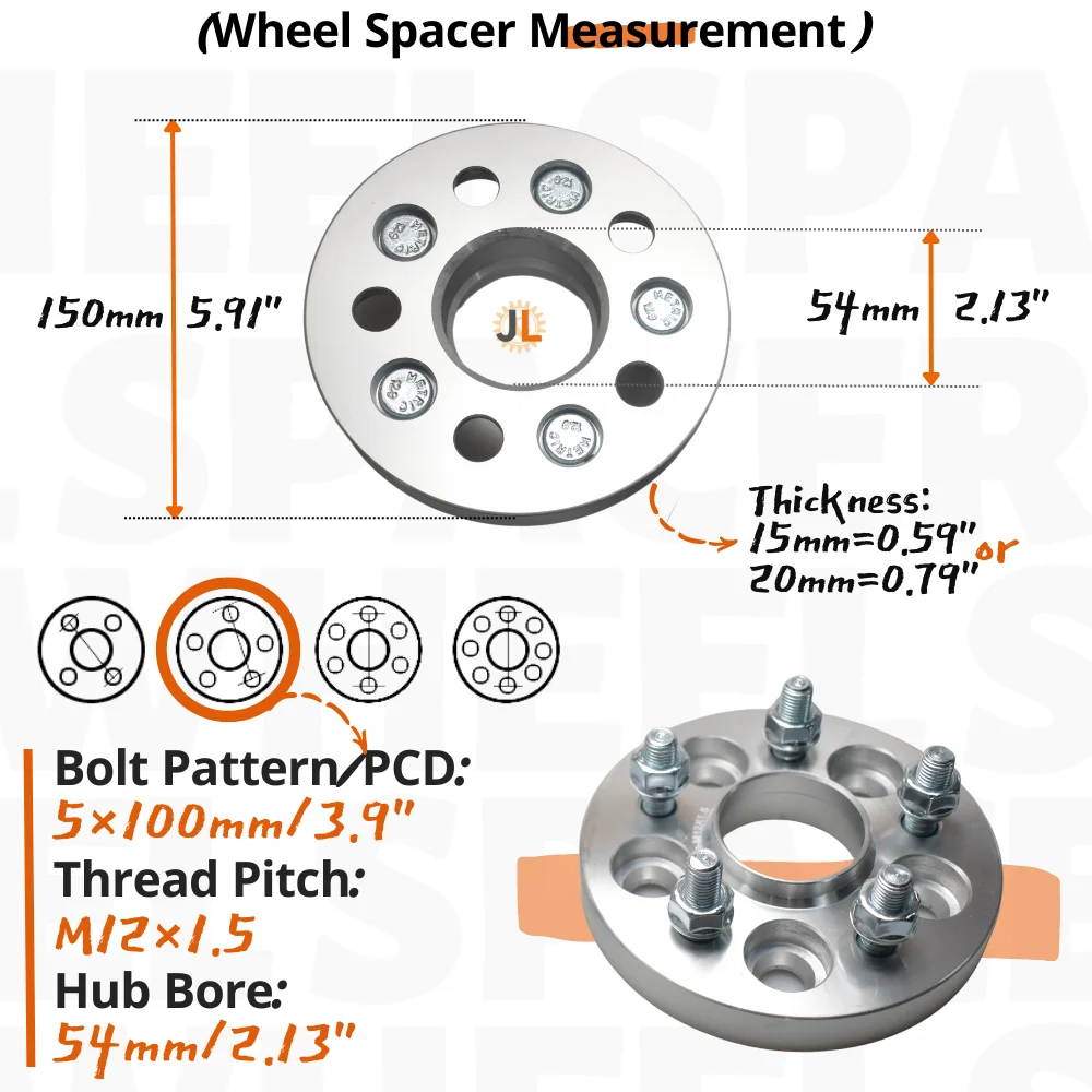 PCD 5X100 Hub Bore 54MM M12X1.5 Forged for Toyota Wish for Toyota Celica for Toyota Prius for Lexus CT 5 Lug Wheel Spacer Qty(2)