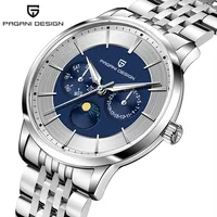 Pagani Design 40mm reloj de cuarzo multifuncional para hombre Japón Movt fase lunar 100m relojes de pulsera de cristal de zafiro impermeables para hombre