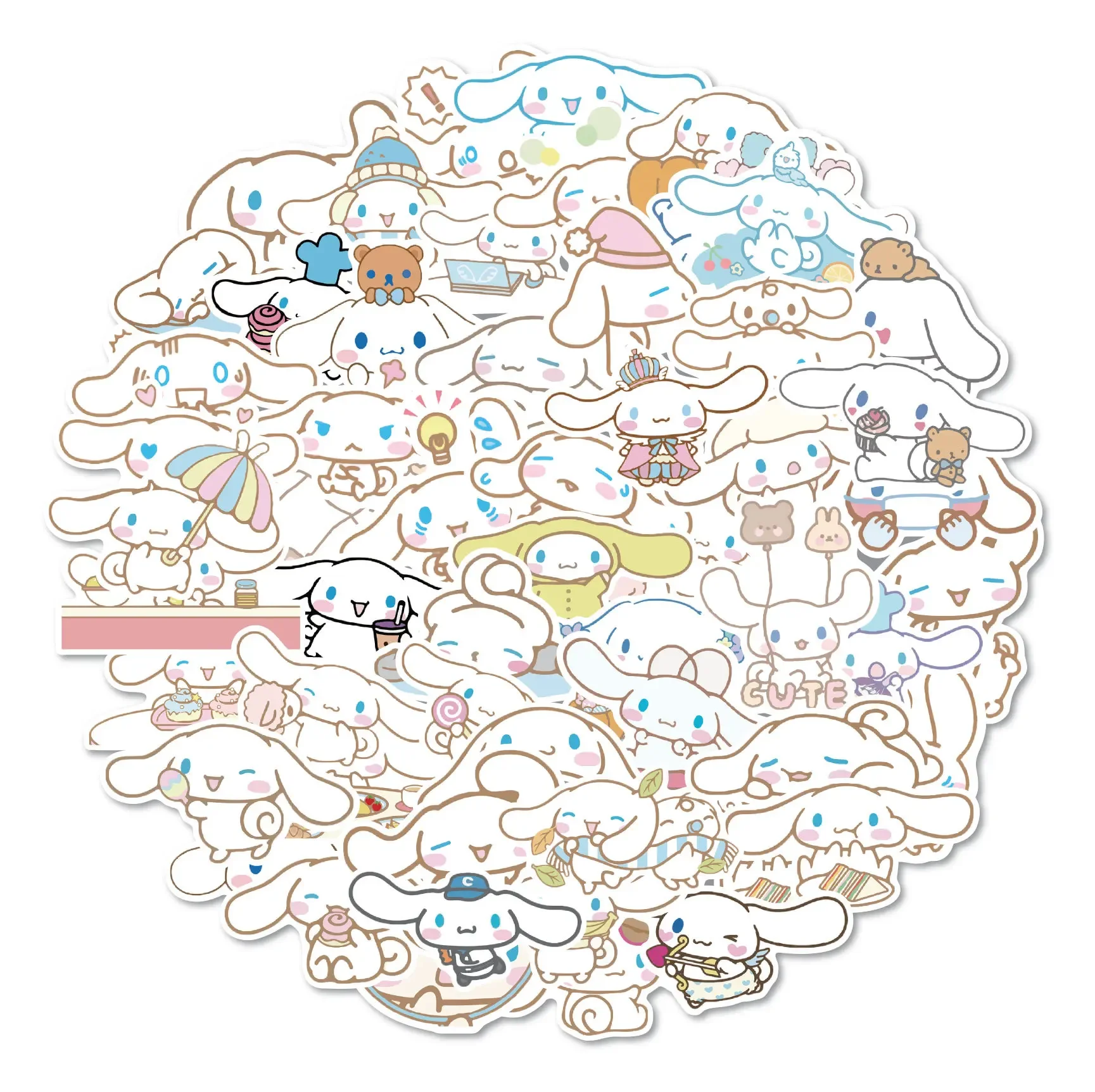 50pcs Cinnamoroll Sticker Pack Cartoon Phone Case Waterproof Anime Stickers Cute Laptop Skin Kawaii Sanrio Stickers