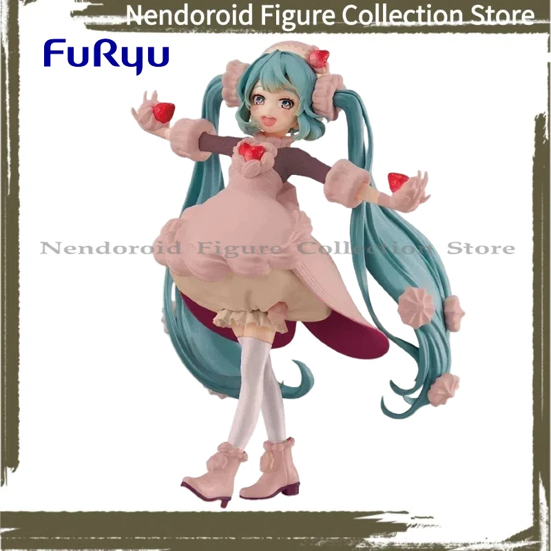 在庫ありフリュー初音ミクデザートシリーズストロベリーチョコレートワッフルデスクトップかわいいアニメアクションフィギュアおもちゃモデルコレクション