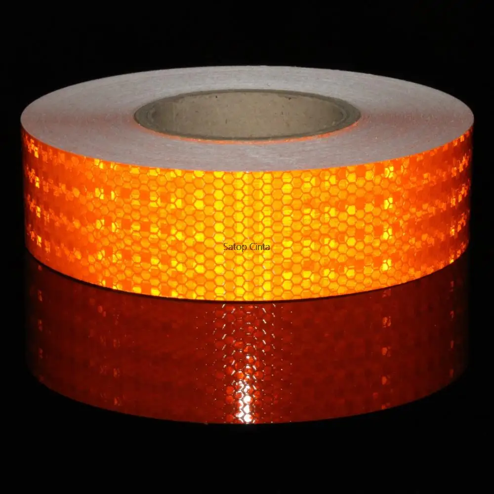 5Cm Brede Oranje Zelfklevende Waarschuwingstape 50M Lengte Waterdichte Auto Motor Reflecterende Film Stickers Voor Auto Fiets