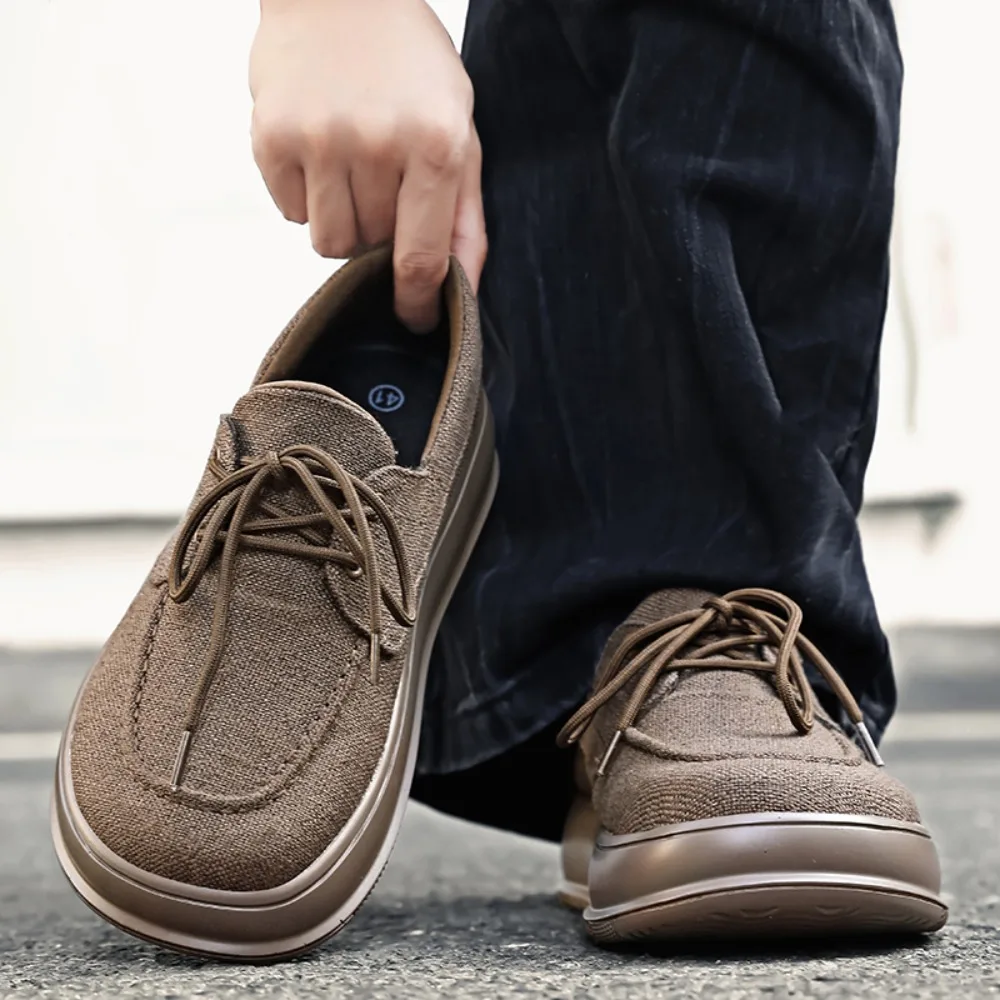

2026 Fashion Canvas Loafers For Men Comfortable Lightweight Breathable Men's Casual Shoes Flat Slip-on Driving Shoes MaSize 48