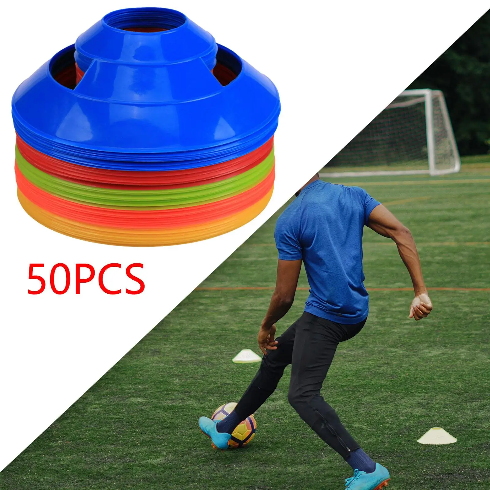 

50Pcs Soccer Disc Cones 19cm Dia Portable Lightweight Practice Football Field Marker for Sports Outdoor Lawn Garden Coaching