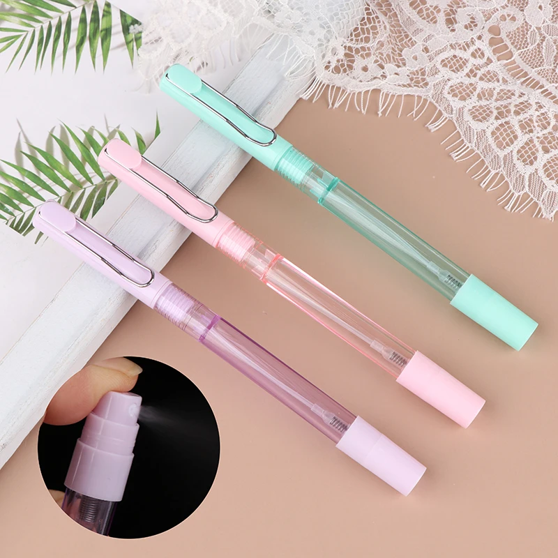 1PC Plastic Colorful Ballpoint Pen Empty Spray Gel Pen Disinfectant Pen Travel Perfume Bottle Office Stationery Writing Tool