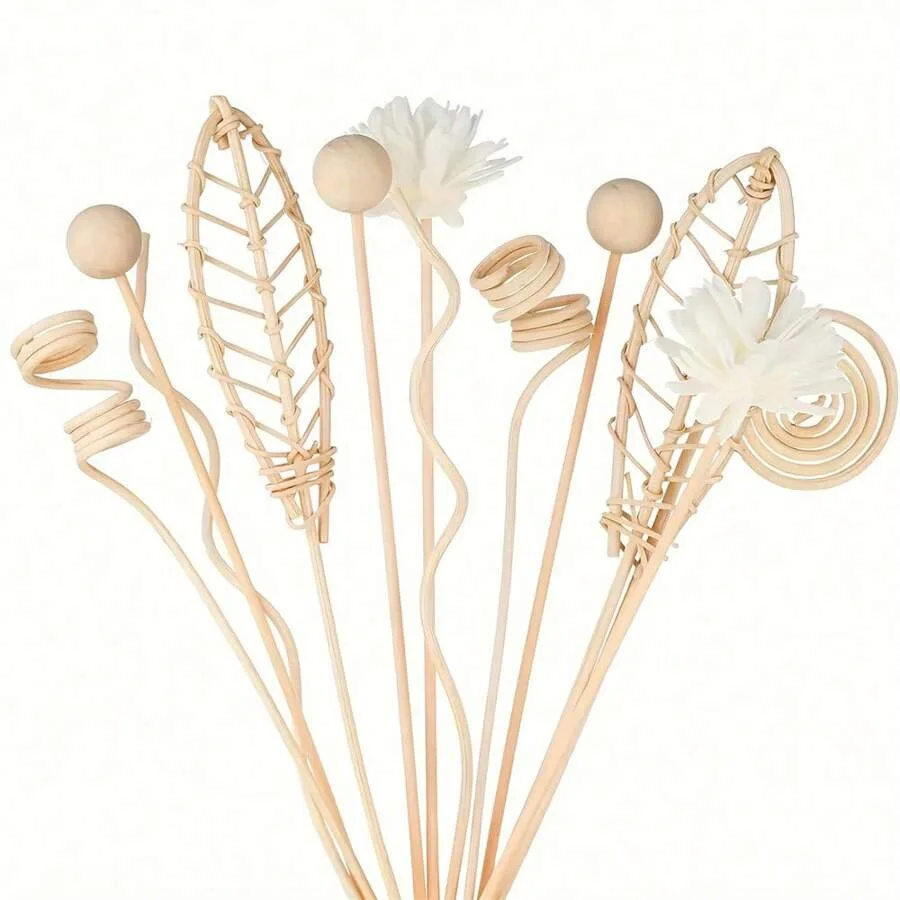 Combinación de palos de difusión de aromaterapia de ratán, especialmente diseñado para expansión de fragancia, uso en interiores, 12 Uds.