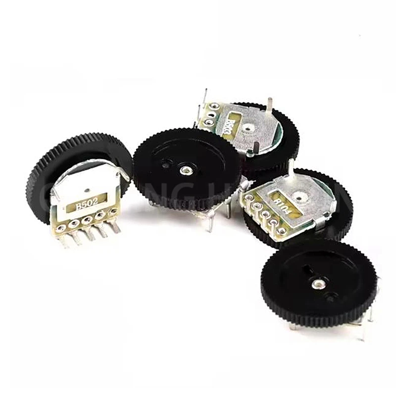 10PCS Double Dial Taper Volume Wheel Duplex potentiometer B102 B103 B203 B503 B104 1K 2K 5K 10K 20K 50K 100K 3Pin 5Pin 16*2mm