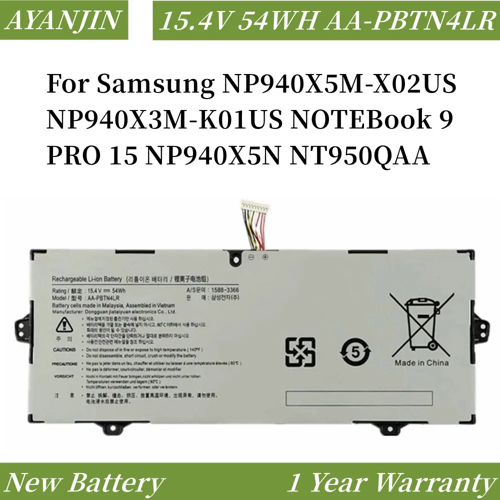 

AA-PBTN4LR BA43-00 Laptop Battery For Samsung NP940X5M-X02US NP940X3M-K01US NOTEBook 9 PRO 15 NP940X5N NT950QAA AA-PBTN4LR 54WH