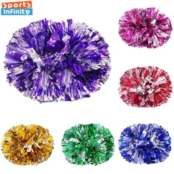 1pc Cheerleading Pom Poms with Handle Cheer Balls Big Gold Silver Red Yellow Blue Hand Dance Pompoms Accessories for Women Kids