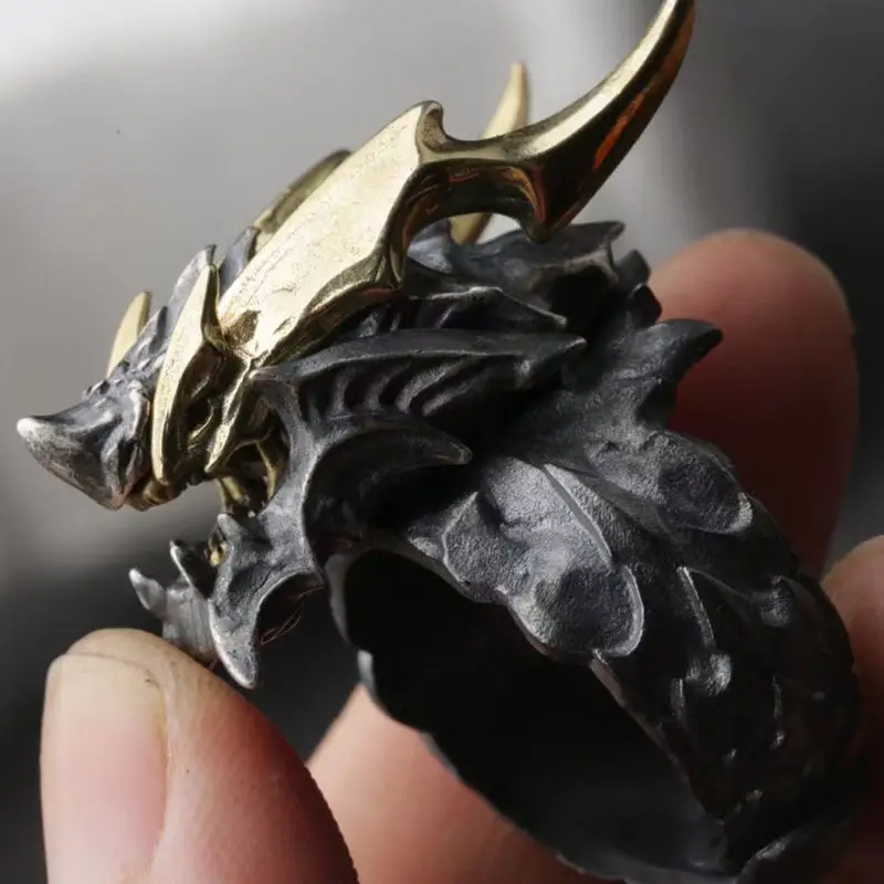 Trendy Domineering Viking  Black Dragon Nidhogg Open Ring Men Hip Hop Punk Jewelry