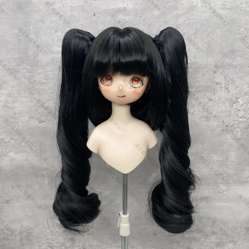 Doll Girl DIY Makeup Accessories Twin Tails Headgear Detachable High Temperature Silk Tiger Mouth Clamp Suit BJD SD Doll Raw Wig