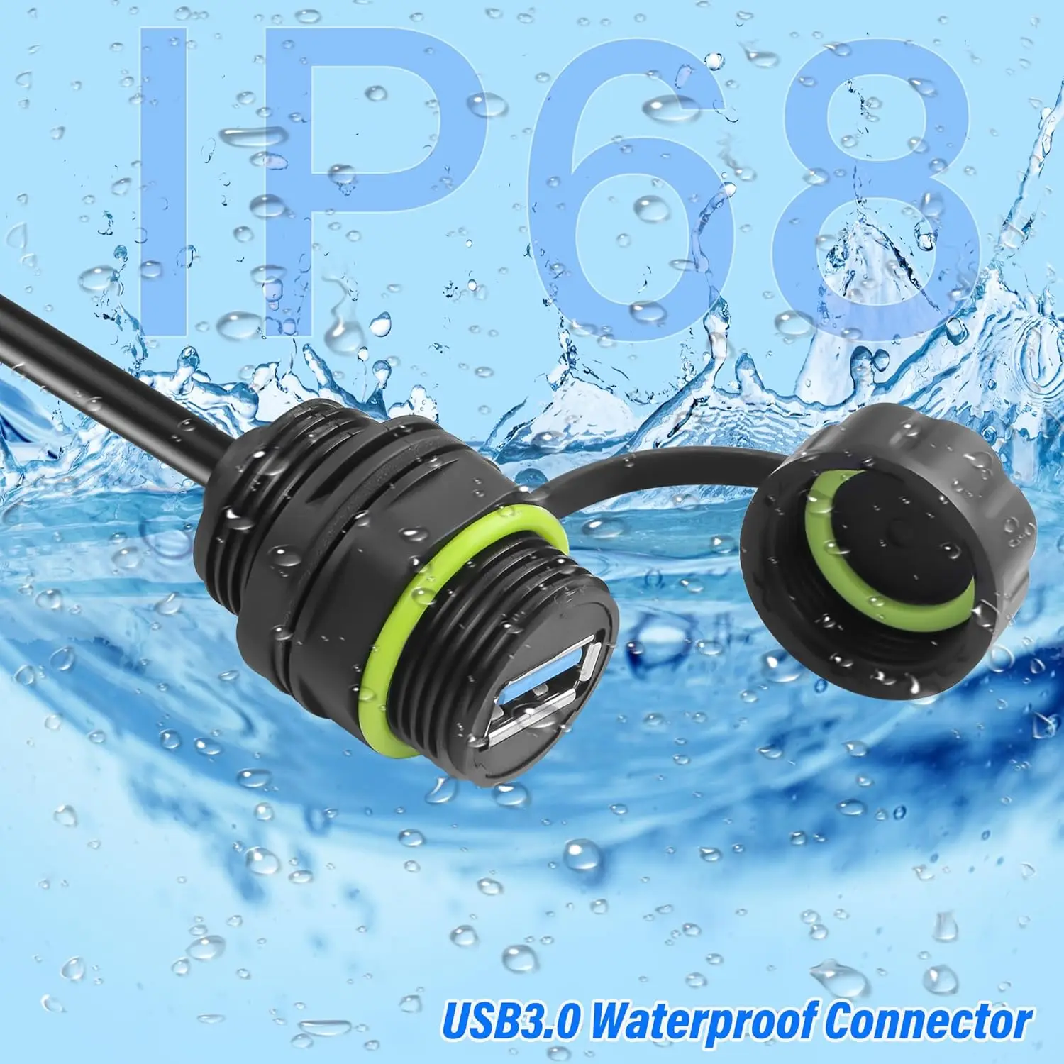M20 IP68 Waterproof USB 3.0 Extension Cable,5Gpbs USB Male to Female Pass Through Adapter Dashboard Flush Panel Mount Cord
