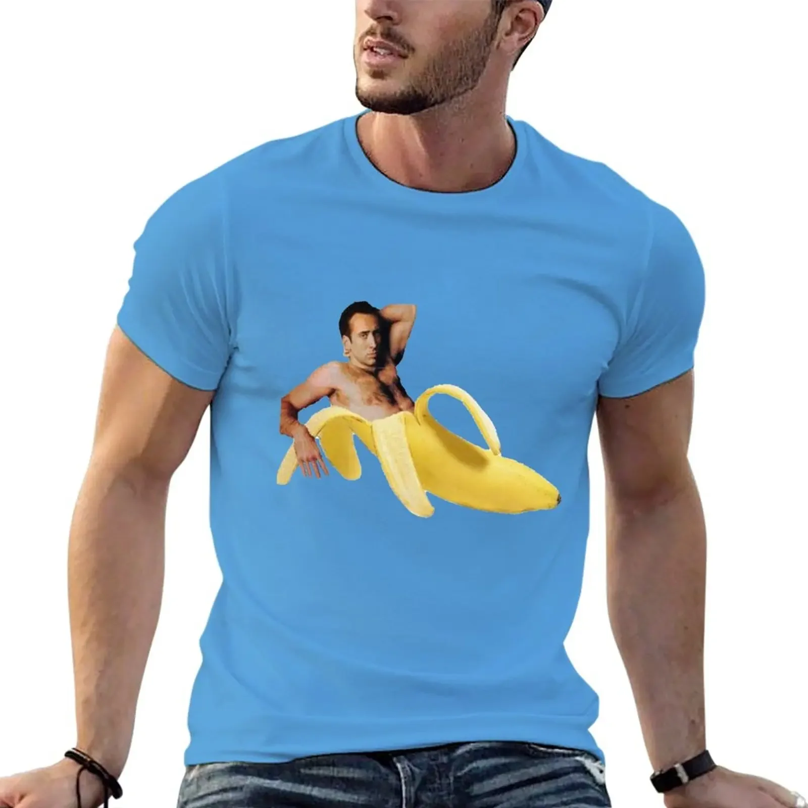 Fashion Blouses One Piece Y2K T-shirt Nicholas Cage Banana T-Shirt Graphics T Shirt Anime T-shirt Man Clothes T Shirts for Men