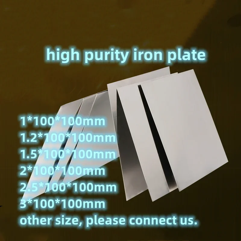 High Purity Iron Plate, 1pc Thin Sheet Fe 99.9% Pure Foil for Scientific Research