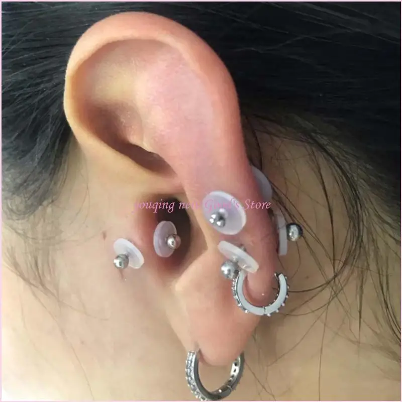 57QA ثقب أقراص السيليكون الشفاء من وسادات القرص الشفافة لتثبيت الأقراط