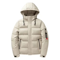 Jaqueta puffer com capuz masculina, parka acolchoada de algodão grosso, casacos quentes, roupas de exterior, outono, inverno, 2024