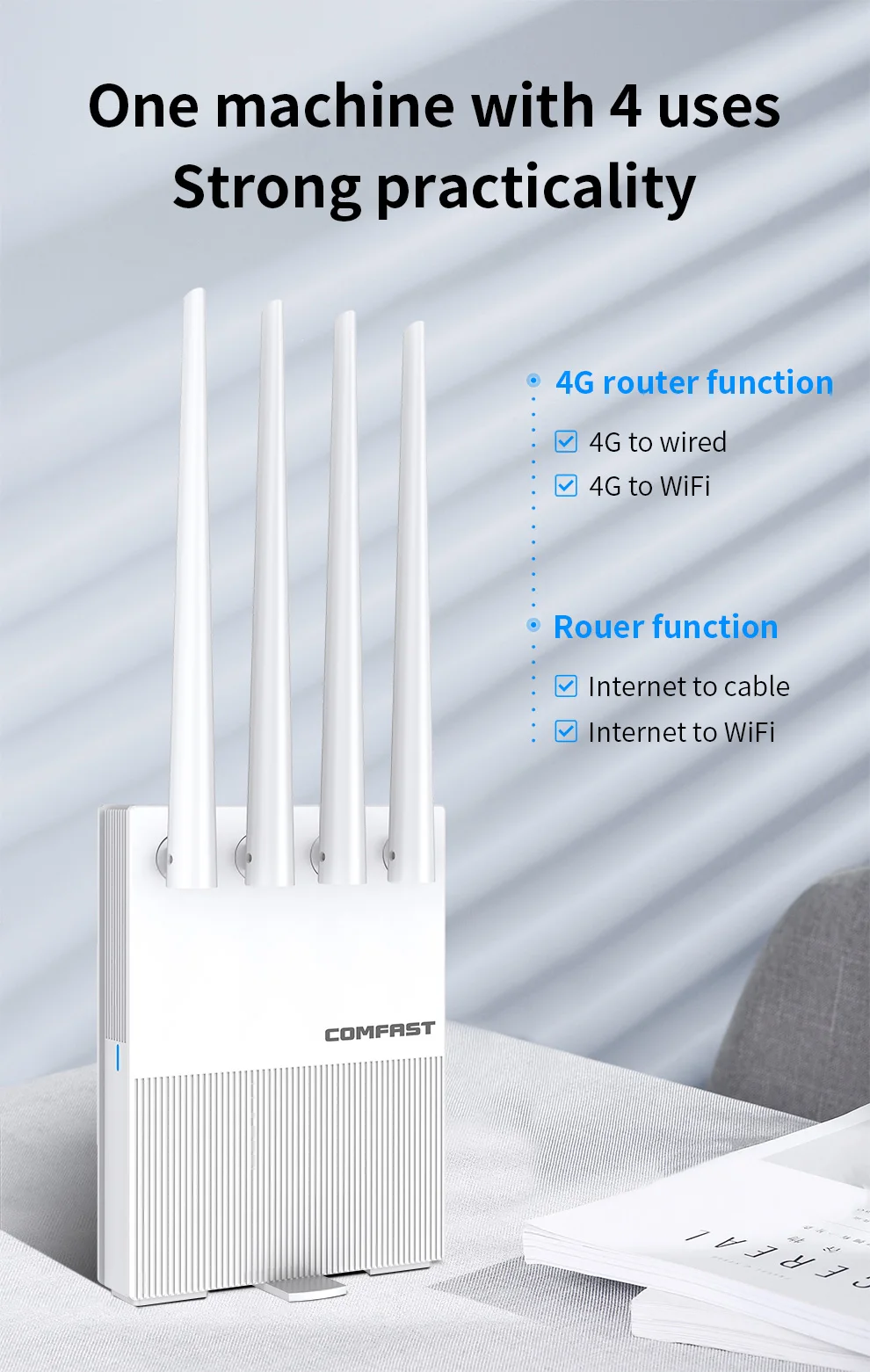 4G LTE Router Portable Korea CPE Modem 750Mbps Outdoor 4G Wifi Access Point Mobile With Sim card Slot 4 Antenna Repeater Hotspot