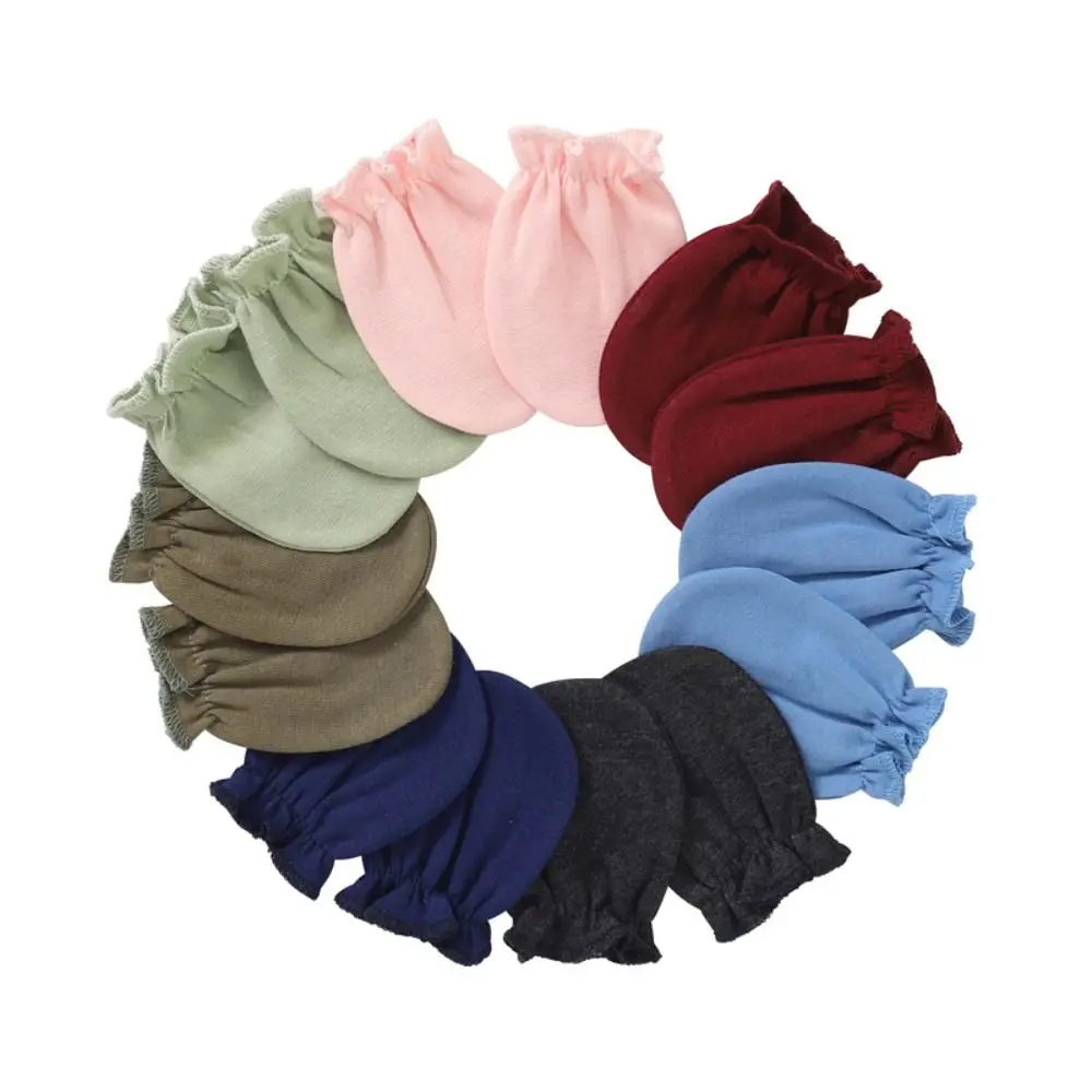 3pcs/ Set Solid Color Mittens Socks Hat Cap Monolayer Stretchy Cap Gloves Foot Cover Letter Embroidery Cotton Accessories