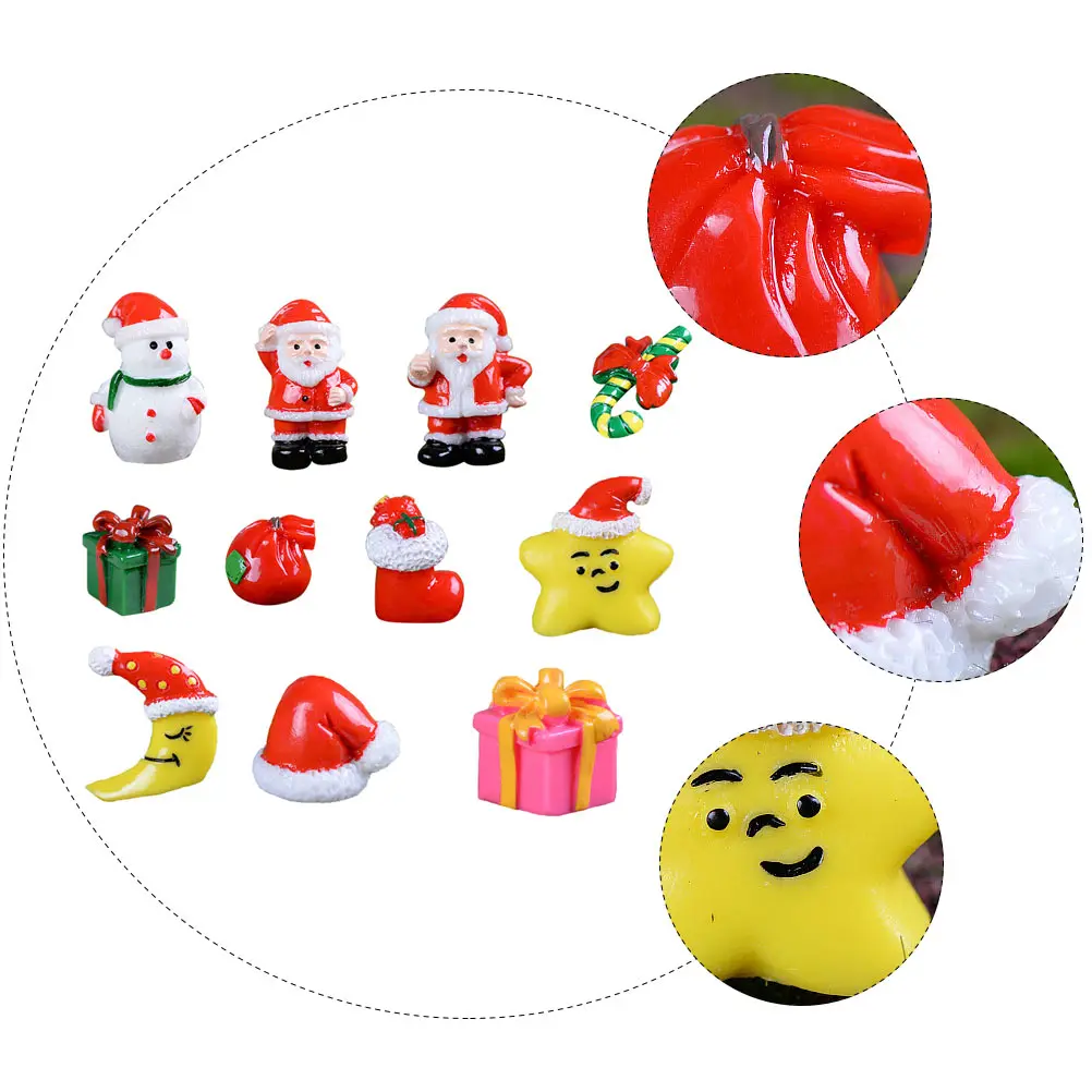 

18Pcs Christmas Resin Decoration Mini Figures Desktop Ornaments Cute Xmas Resin Decor for Home Office Window Display