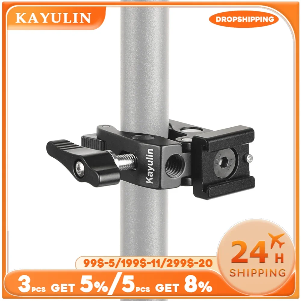 Clip per pinze a granchio Super Clamp Kayulin con adattatore per montaggio su slitta fredda con foro filettato da 1/4 "3/8" per accessorio per fotocamera DSLR