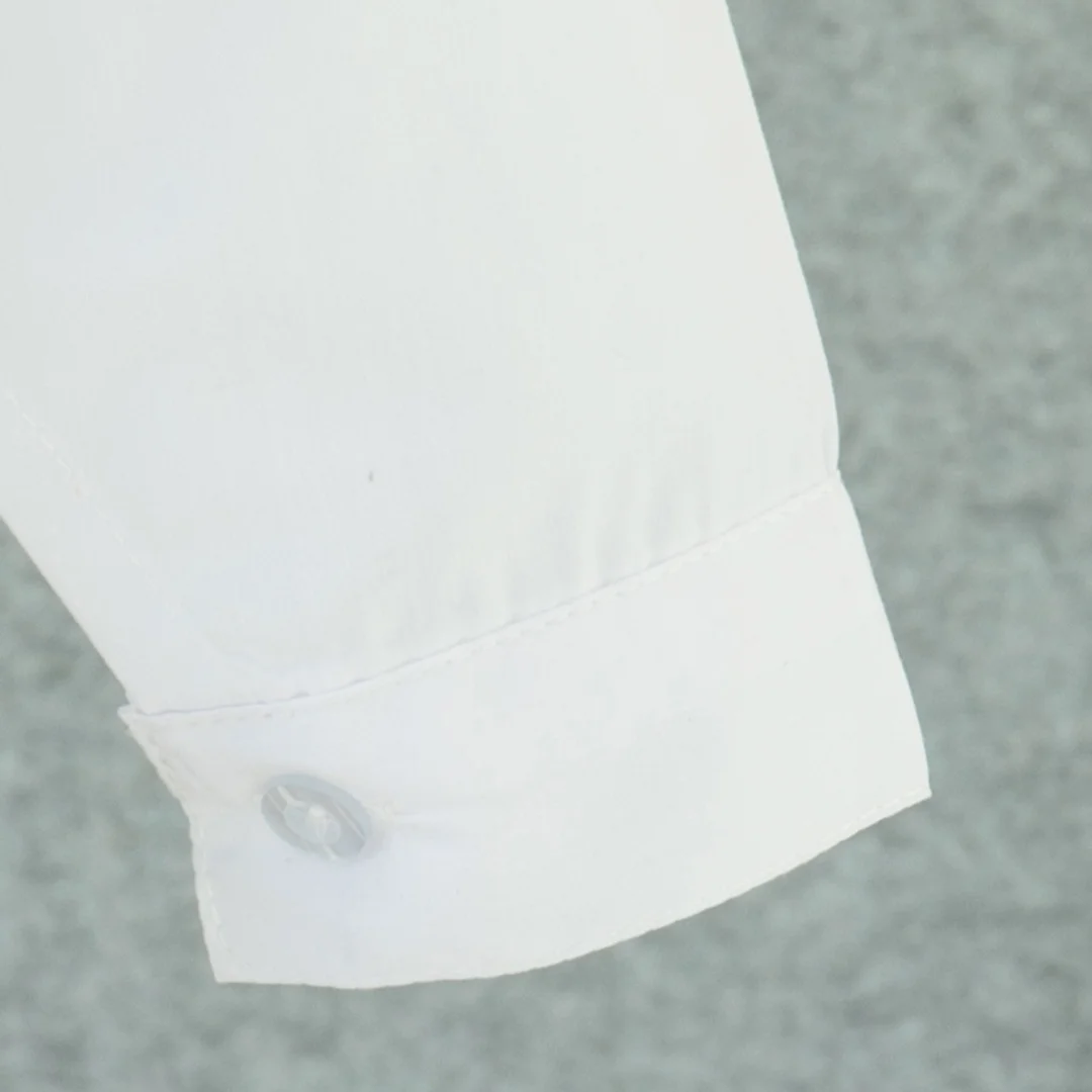 قميص أطفال للربيع والخريف، أبيض نقي، بأكمام طويلة، بلوزة بسيطة للطلاب، ملابس رسمية للطلاب #5