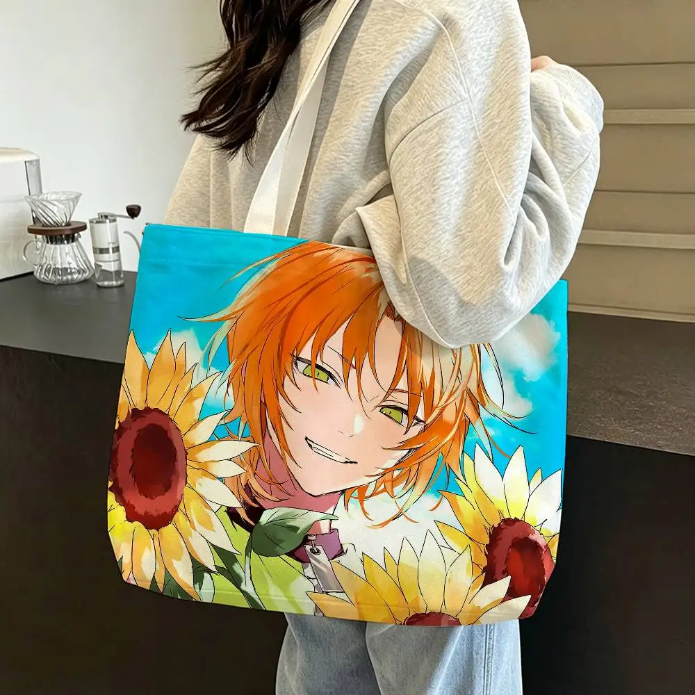 T-Tsukinaga L-Leo E-Ensemble Stars Large Capacity Cotton Polyester Zipper Tote Shoulder Bag
