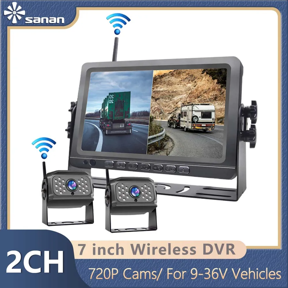 7inch 4CH Car/RV/Truck AHD Monitor System Wireless WIFI DVR Vehicle CCTV Front/Rear Camera IR Night Vision Reversing Recorder