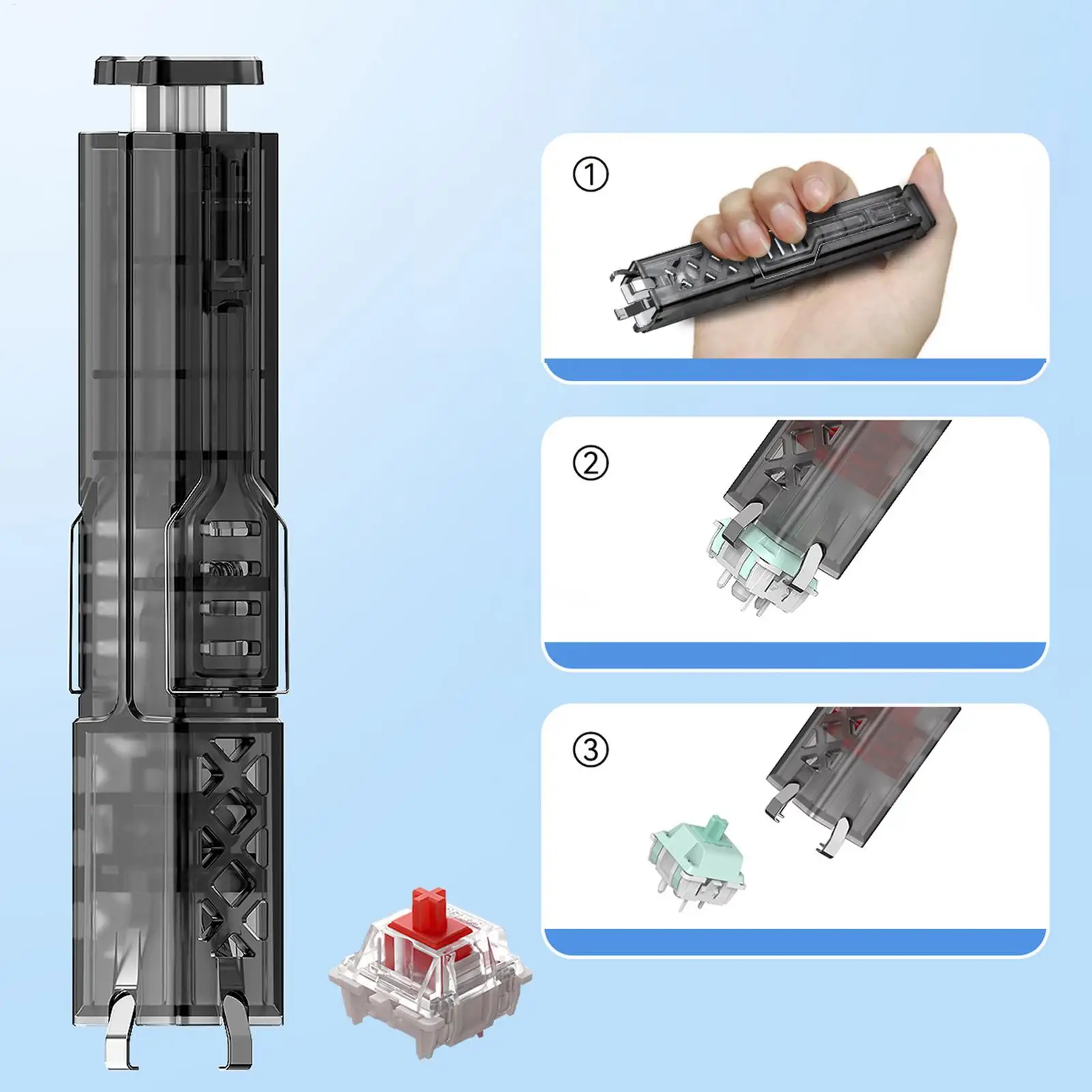 2-In-1 Keycap Puller Ergonomic Keycap & Switches Removal Tool For Mechanical Keyboard, Hot Swappable Switches Puller