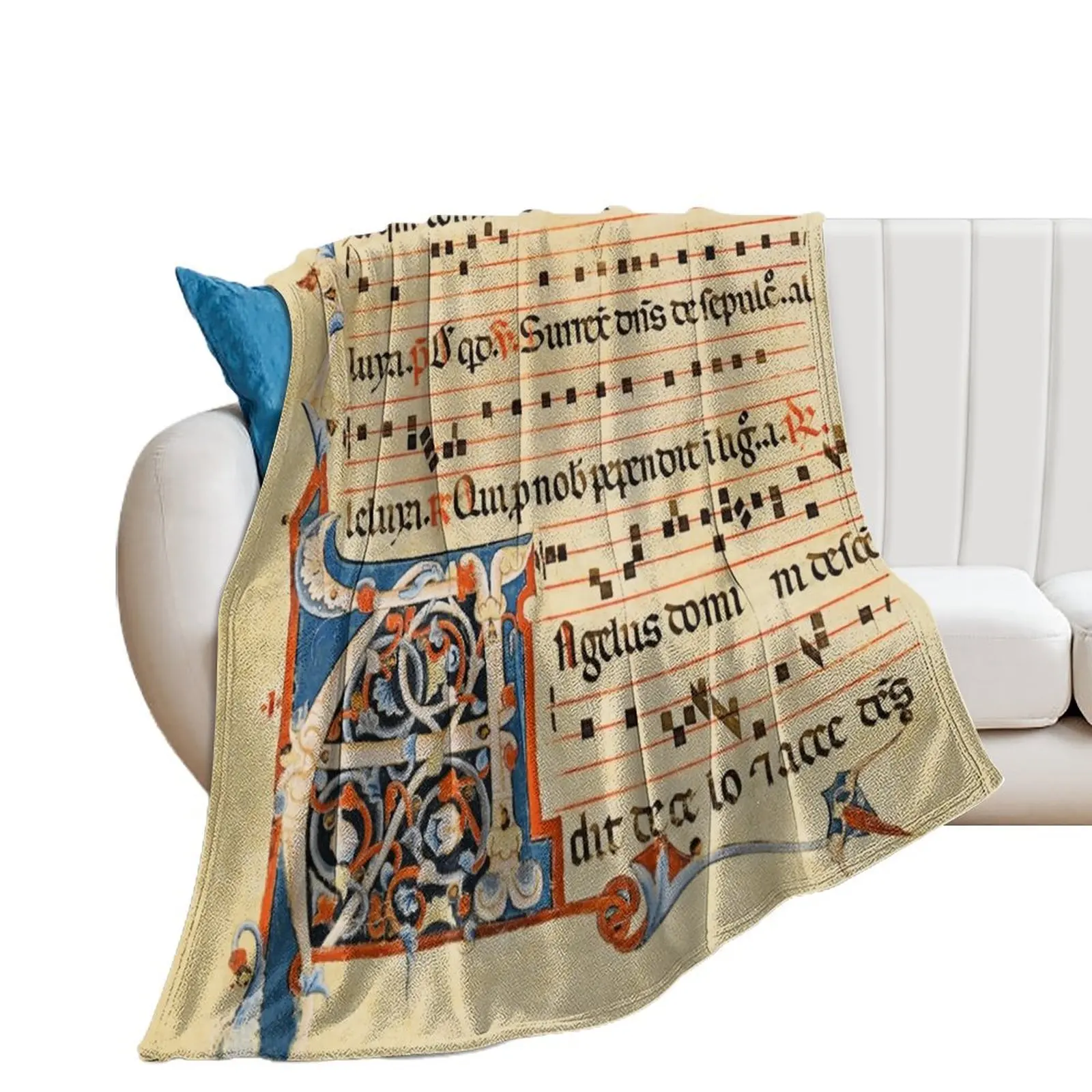 Antiphonary - Medieval Musical Manuscript Throw Blanket Softest Winter beds Blankets