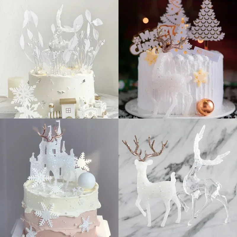 Christmas Elk Christmas Deer Birthday Cake Decoration Party Dessert Table Baking Plug-in Statue Display Cabinet Ornaments