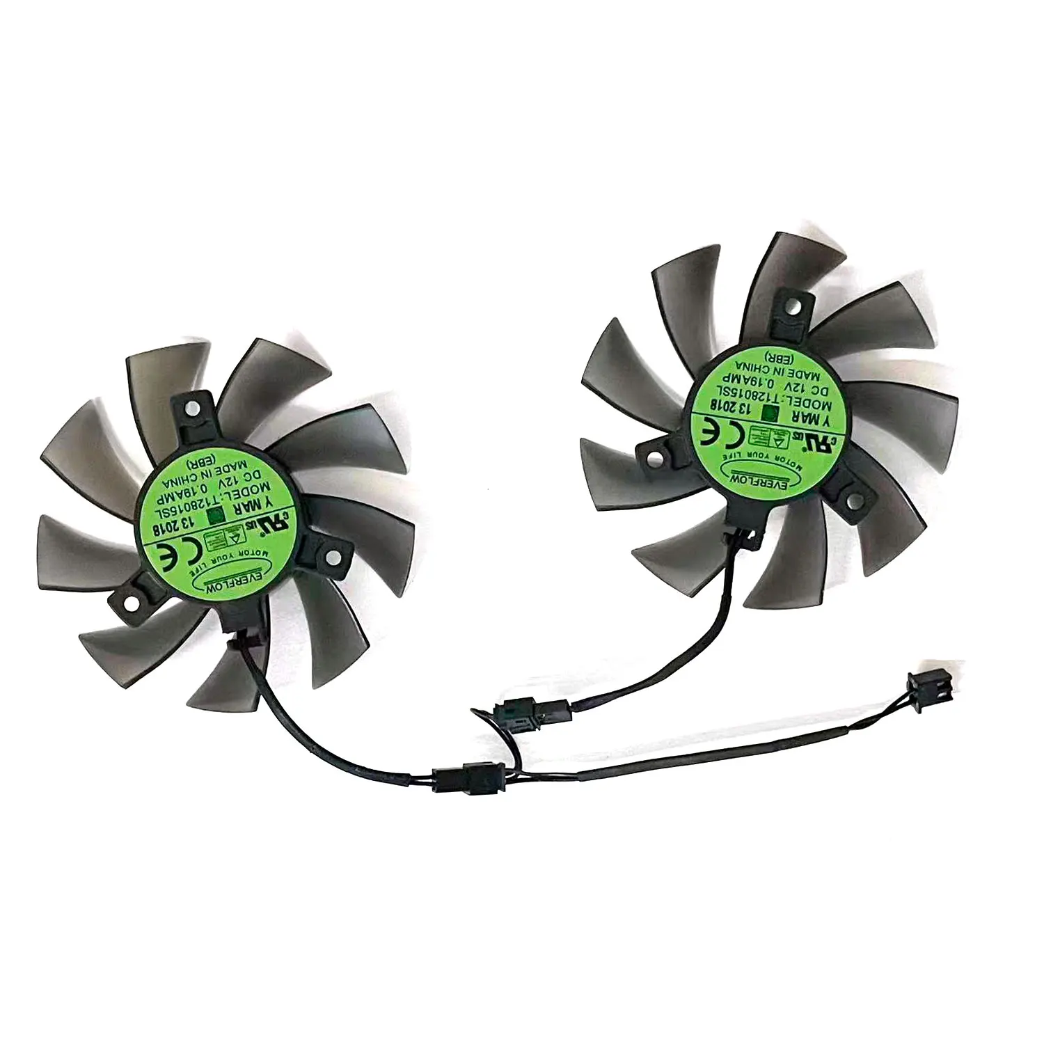New GPU fan 4PIN DC 12V 0.19A T128015SL 75MM suitable for Inno3D GTX 1050Ti graphics card replacement fan