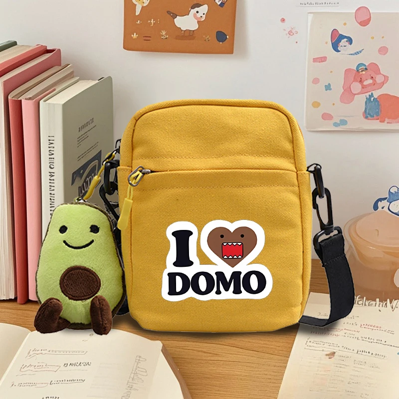 Domos Kuns Canvas Shoulder Bag Cute Cartoon Printed Handbags Zipper Large Capacity Fashion Crossbody Bags Kawaii Birthday Gifts