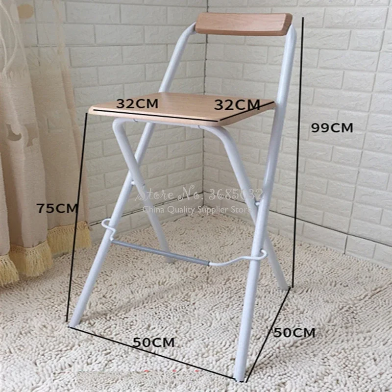 New European Bar Stools, Folding High Formal Dining Chairs, Simple Portable Thickening Adult Chair, Compact Umbrella Holder